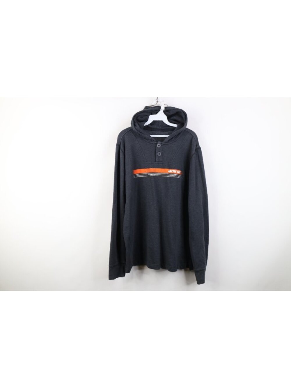 Vintage Arctic Cat Snowmobiles Mens Medium Spell Out Henley Hoodie Sweatshirt